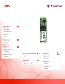 Dysk SSD M.2 2280 820S TLC 240GB SATA3 500/430 MB/s