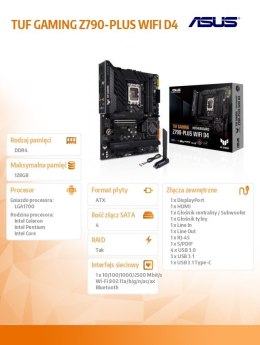 Płyta główna TUF GAMING Z790-PLUS D4 WIFI 4DDR4 HDMI/DP ATX