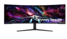 Samsung Monitor 57 cali G95NC VA 7680x2160 DUHD 32:9 3xHDMI 1xDP 2xUSB 3.0 KVM 1ms 240Hz HAS Gaming zakrzywiony 3Yd2d