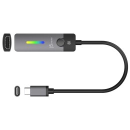 Adapter j5create USB-C to HDMI 2.1 8K Adapter (USB-C m - 8K HDMI f 10cm; kolor srebrno czarny) JCA157-N