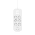 Listwa zasilająca Belkin Power Surge 6-PORT + 1xUSB-A +1xUSB-C 2.4A PD 650J 2m White Schuko