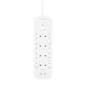 Listwa zasilająca Belkin Power Surge 8-PORT + 2xUSB-C PD 30W 900J White 2m Schuko