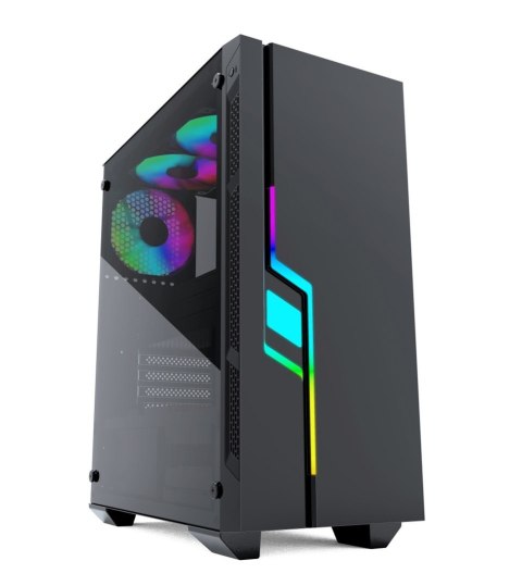 GEMBIRD OBUDOWA FORNAX 2000RGB MIDI-TOWER (USB 3.0, HD AUDIO) PODŚWIETLENIE RGB, GAMINGOWY DESIGN, CZARNA