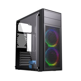 GEMBIRD OBUDOWA FORNAX M100RGB MIDI-TOWER (2X USB .0, 1X USB 3.0, HD AUDIO, PODŚWIETLENIE RGB) SZKLANY PANEL BOCZNY, CZARNA