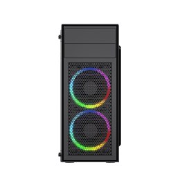 GEMBIRD OBUDOWA FORNAX M100RGB MIDI-TOWER (2X USB .0, 1X USB 3.0, HD AUDIO, PODŚWIETLENIE RGB) SZKLANY PANEL BOCZNY, CZARNA