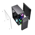 GEMBIRD OBUDOWA FORNAX M100RGB MIDI-TOWER (2X USB .0, 1X USB 3.0, HD AUDIO, PODŚWIETLENIE RGB) SZKLANY PANEL BOCZNY, CZARNA