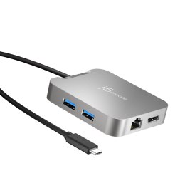 Stacja dokująca j5create 4K60 4K60 Elite USB-C PD Multi-Port Adapter 1x4K HDMI/2xUSB 3.1/1xUSB-C/1xRJ45 Gigabit; kolor srebrny J