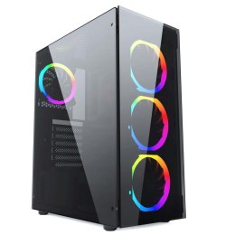 GEMBIRD OBUDOWA FORNAX 1500RGB MIDI-TOWER (2X USB 3.0, HD AUDIO, 4X FAN, PRZEZROCZYSTY PANEL BOCZNY) CZARNA