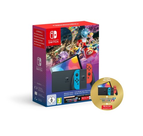 Nintendo Switch OLED Red Blue + Mario Kart 8 Deluxe