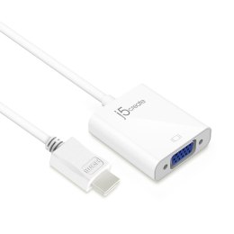 Adapter j5create HDMI to VGA Adapter (HDMI m - VGA f 3.5mm Audio f 10cm; kolor biały) JDA213-N