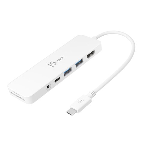 Stacja dokująca j5create USB-C Multi-Port Hub with Power Delivery 1xHDMI/2xUSB 3.1/1xUSB-C/Card Reader/1x3.5mm audio/mic combo j