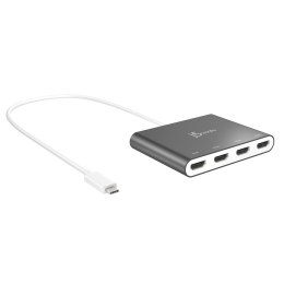 Adapter j5create USB-C to 4 Port HDMI Multi Monitor Adapter (USB-C m - 4xHDMI f 50cm; kolor srebrny) JCA366-N