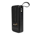 Powerbank 20000 mAh z wbudowanym kablem USB-C / Lightning / Micro USB + USB-A Czarny