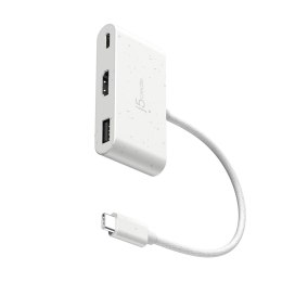 Stacja dokująca j5create Eco-Friendly USB-C to HDMI & USB Type-A with Power Delivery 1xHDMI/1xUSB 3.1/1xUSB-C; kolor biały JCA37