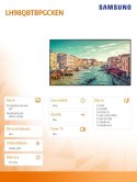 Monitor profesjonalny QB98T-B 98 cali Matowy 24h/7 450(cd/m2) 3840x2160(UHD) S6 Player (Tizen 4.0) Wi-Fi 3 lata On-Site (LH98QBT