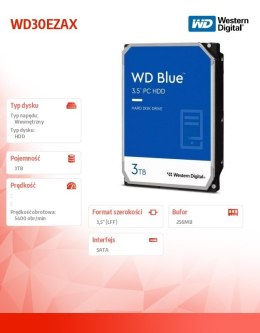 Dysk twardy Blue 3TB 3,5 cala 256MB 5400RPM CMR WD30EZAX