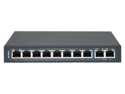 AVIZIO SWITCH NIEZARZĄDZLANY 8 PORTÓW RJ45 POE 100MB/S + 2 PORTY RJ45 UPLINK 1GB/S (BUDŻET MOCY 96W)