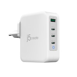 Ładowarka sieciowa j5create 130W GaN USB-C 4-Port Charger - EU (3xUSB-C/ 1xUSB3.0; kolor biały) JUP43130E-EN