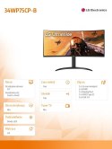 Monitor 34WP75CP-B 34 cale 21:9 UltraWide QHD VA Zakrzywiony