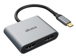 Przejściówka Akasa z USB-C na podwójne HDMI MST — 4K@60Hz, 4K@30Hz podwójne