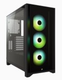 Korsarz | Obudowa Mid-Tower ATX ze szkła hartowanego | iCUE 4000X RGB | Szyba boczna | Wieża środkowa | Czarny | Zasilacz w zest