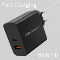 QOLTEC ŁADOWARKA SUPER QUICK PD | 1XUSB-C | 1XUSB | 65W | 5-20V | 1.5-3.25A | CZARNA