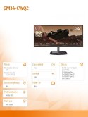 Monitor 34 cale GM34-CWQ2 UWQHD 180 Hz HDMI DP USB-C USB-B kontrola wysokości 0-80 mm Głośnik