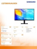 Monitor 27 cali ViewFinity S80UD IPS 3840x2160 UHD 16:9 1xHDMI 1xDP 1xUSB-C 90W 3xUSB 3.0 LAN KVM 5ms PinP/PbyP 60Hz HAS+PIV pła