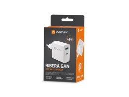 NATEC ŁADOWARKA RIBERA GAN 1X USB-A + 1X USB-C 45W BIAŁA NUC-2142