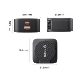 ORICO ŁADOWARKA SIECIOWA GAN 65W USB-A + USB-C