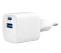 Mini-ładowarka USB-A USB-C 20W PD QC3.0 biała