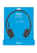 Logitech H340 USB Computer Headset Zestaw słuchawkowy Przewodowa Opaska na głowę Biuro/centrum telefoniczne USB Typu-A Czarny