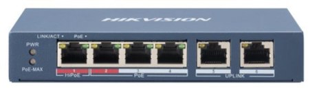 Hikvision DS-3E0106HP-E łącza sieciowe Nie zarządzany Fast Ethernet (10/100) Obsługa PoE Niebieski