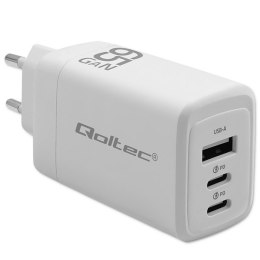 Ładowarka sieciowa 65W GaN | 5-20V | 3-3.35A | 2xUSB-C PD | 1xUSBQC 3.0 | Biała