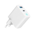 Ładowarka USB-A/C GaN LED 30W PD QC3.0 biała