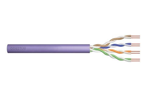 Kabel instalacyjny DIGITUS kat.6, U/UTP, Eca, AWG 24/1, PVC, 305m, fioletowy, karton