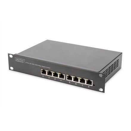 Przełącznik sieciowy niezarządzalny 10" 8x RJ45 10/100/1000 Mb/s