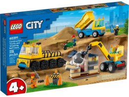 LEGO CITY 60391 CIĘŻARÓWKI I DŹWIG Z KULĄ WYBURZENIOWĄ