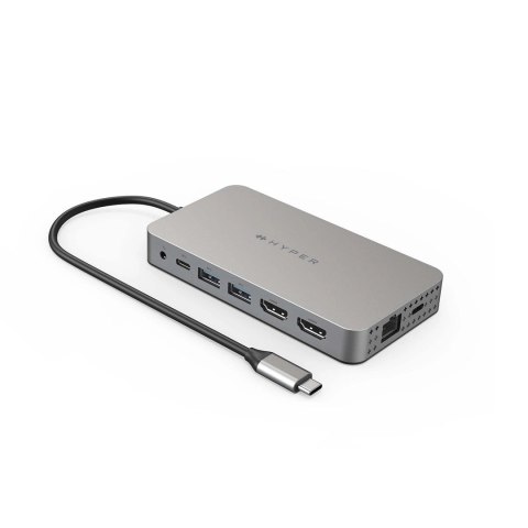 HYPER Dual 4K HDMI 10-in-1 USB-C Hub For M1/M2 MacBooks USB Type-C 104 Mbit/s Srebrny