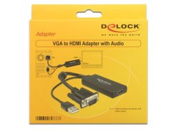 DeLOCK 0.25m VGA+USB2.0-A/HDMI 0,25 m VGA (D-Sub) + USB Czarny