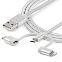 StarTech.com LTCUB1MGR kabel USB USB 2.0 1 m USB A Micro-USB B Srebrny