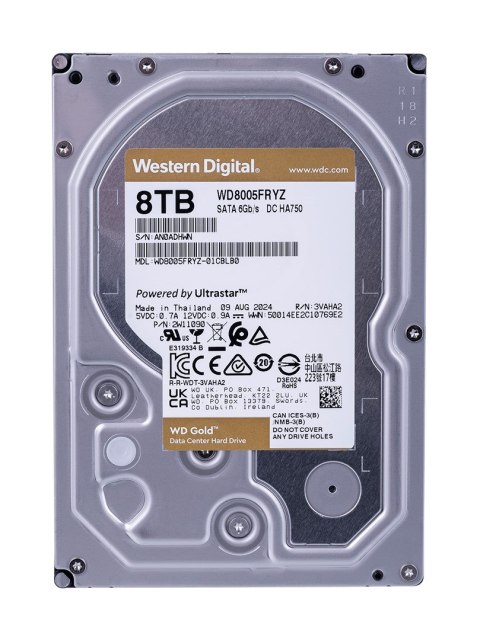 Dysk twardy HDD WD Gold 8TB 3,5" SATA WD8005FRYZ