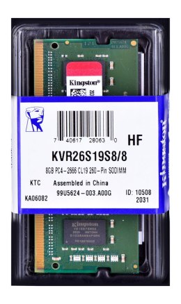 Pamięć Kingston KVR26S19S8/8 (DDR4 SO-DIMM; 1 x 8 GB; 2666 MHz; CL19)