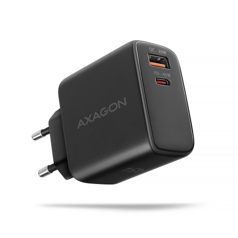 Axagon ACU-PQ45 QC 3.0, 4.0/AFC/FCP/PPS/PD, 45W, schwarz - Netzladegerät mit USB-A und USB-C Schnittstelle Telefon komórkowy, Sm