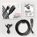 Axagon ADR-215 USB 2.0 A-M -> A-F active extension/repeater cable 15m - Kabel - Digital/Daten kabel USB USB A Czarny