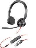 Poly Blackwire 3325 Stereo Microsoft Teams Certified USB-C Headset +3.5mm Plug +USB-C/A Adapter