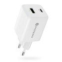 Ładowarka sieciowa GaN 1X USB, 1X USB-C 45W QC4+ PD Biała