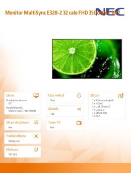 Monitor MultiSync E328-2 32 cale FHD 400cd/m2 16/7