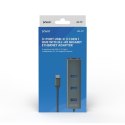 Savio AK-57 HUB USB-C - 3 x USB-A z adapterem RJ-45 Gigabit Ethernet, 5000 Mbit/s, Szary