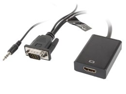 Adapter Lanberg AD-0021-BK (D-Sub (VGA), Mini Jack M - HDMI F; 0,20m; kolor czarny)